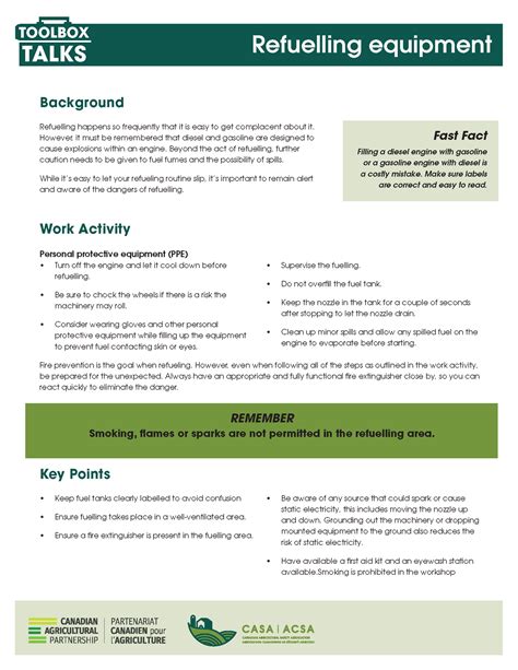 Refueling Equipment Toolbox Talk