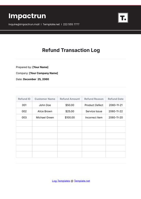Refund Log Template