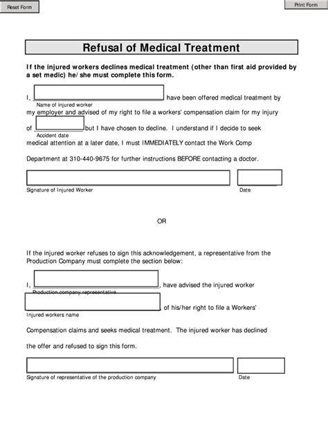 Top 10 Refusal Of Medical Treatment Form Templates free to download in