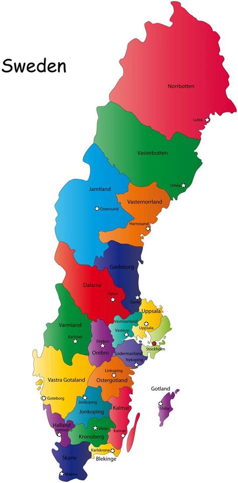 Sverige regioner karta Sverige karta regioner (Norra Europa Europa)