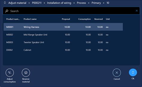 Register Material Consumption D365