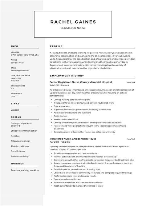 Registered Nurse Resume Sample Format