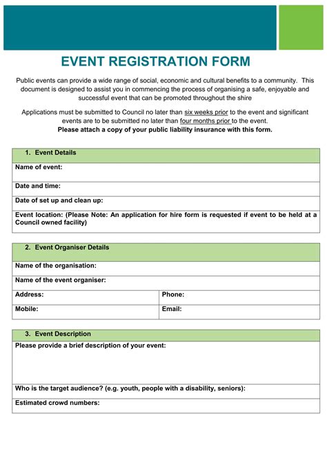 registration form for event sample