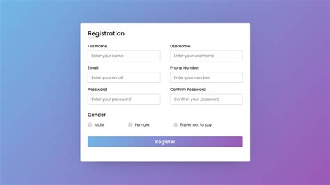 registration form in html css and javascript