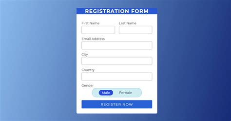 registration form in html with css source code codepen