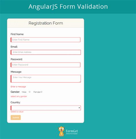 registration form validation in angular