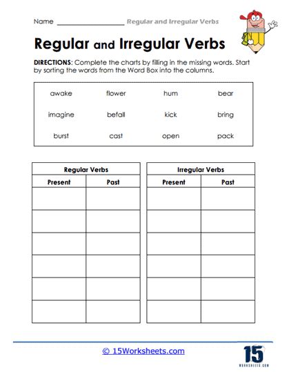 regular and irregular verbs worksheet with answers