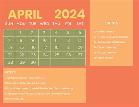 Regular Calendar 2024