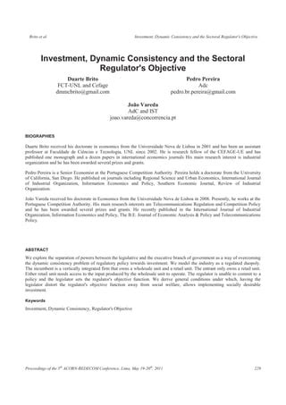 Regulator's Objective Function