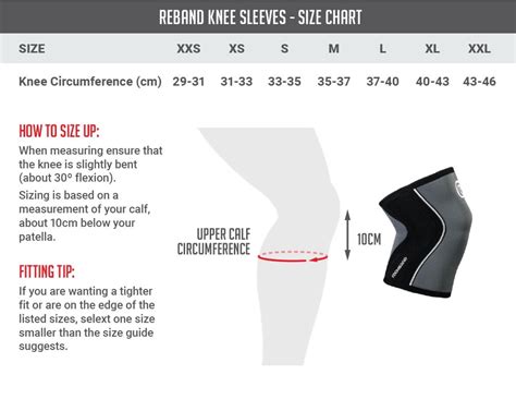 rehband knee sleeve sizing chart