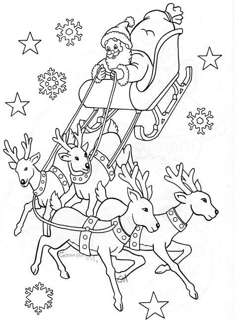 reindeer coloring pages kids with sled
