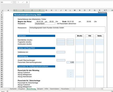 Reisekosten Rechner Excel Kostenlos