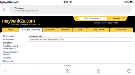 Reject Code 0089 Maybank / If you are transferring or make a monthly