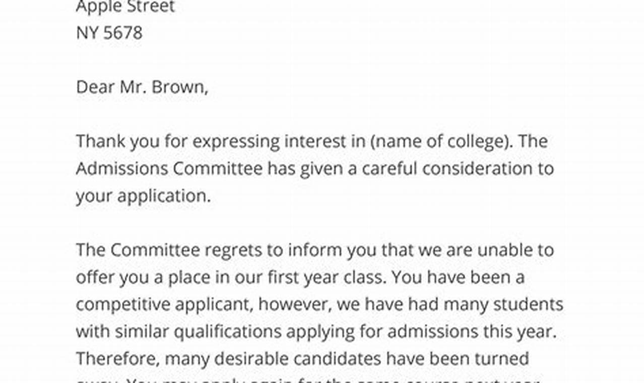 Rejection Letter Sample for Unsuccessful Applicants