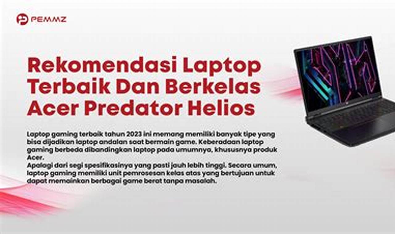 rekomendasi laptop acer predator spesifikasi