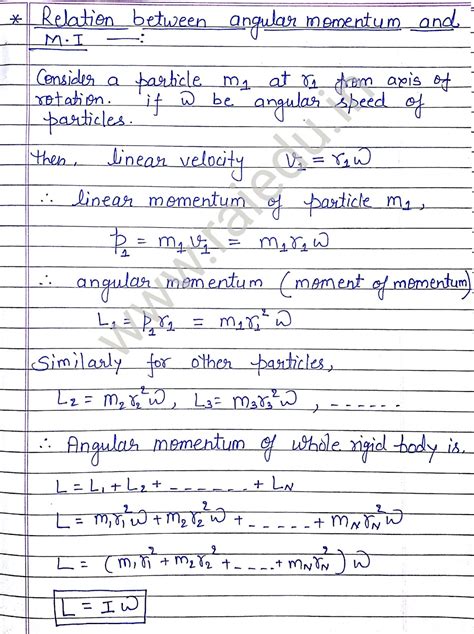 relation between angular momentum and moment of inertia class 11 physics