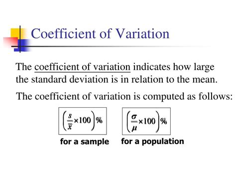 relation between coefficient of variation mean and variance