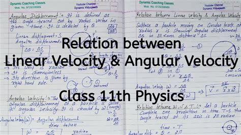 relation between linear velocity and angular velocity class 11 notes