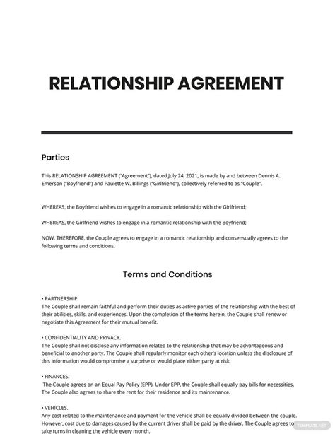 Sample Relationship Contract Templates & Examples