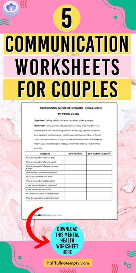 Relationship Exercises For Communication Printable