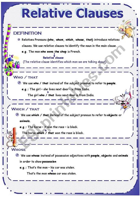 relative clause examples with answers class 10