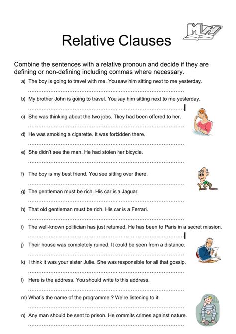 relative clauses exercises for class 8 with answers term
