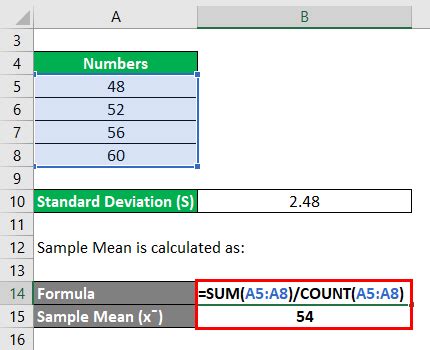 relative standard deviation in excel formula