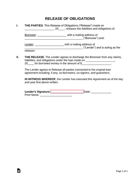 Free Promissory Note (Loan) Release Form PDF Word eForms