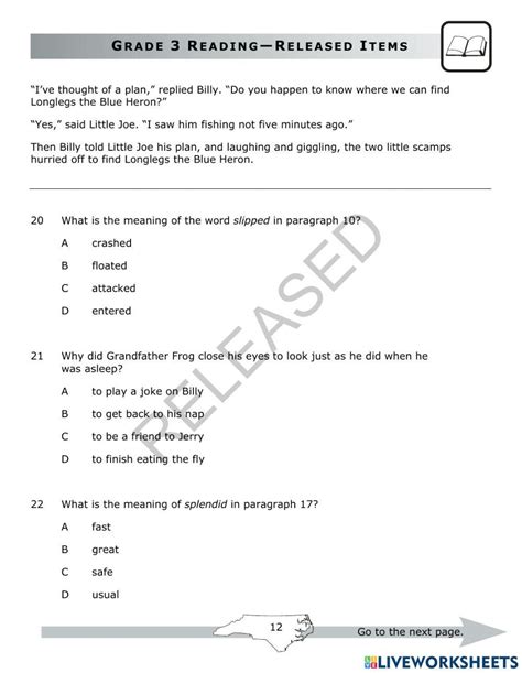 Released Test 5Th Grade Reading Printable