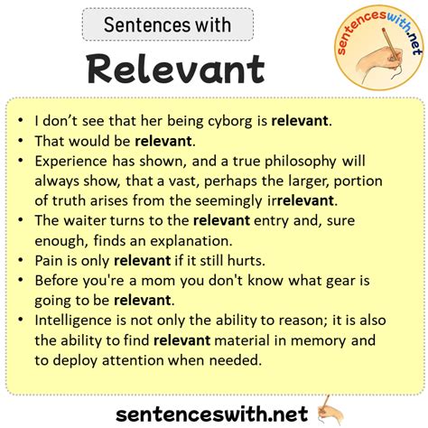 relevant example sentence