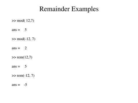 Rem And Mod Matlab