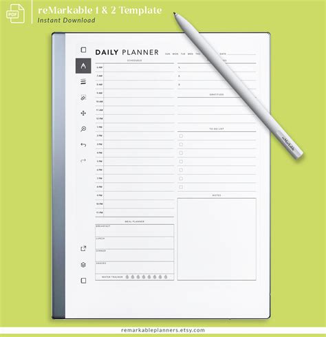 remarkable 2 daily planner template