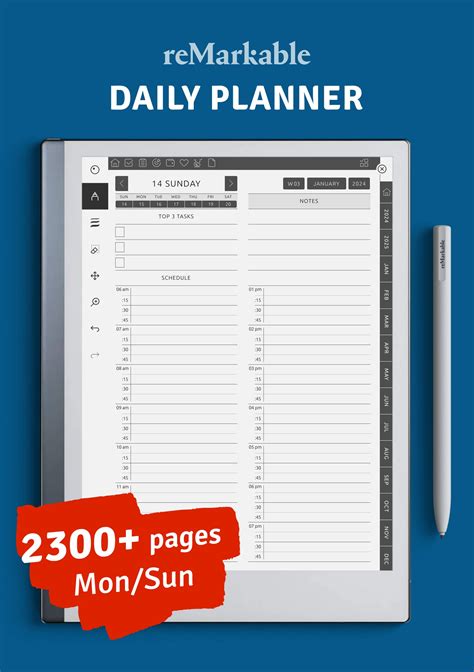 remarkable 2 daily planner template free