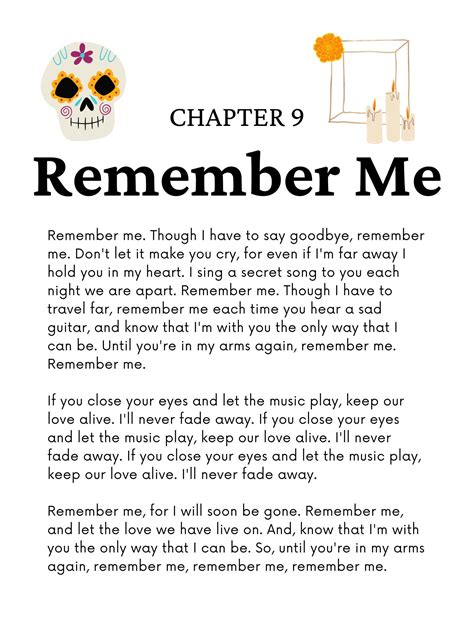 Remember Me Lyrics Printable