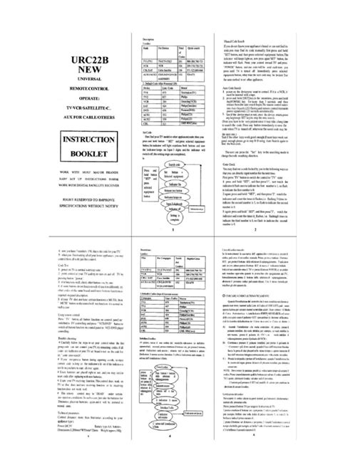 Remote Control Urc22B Manual