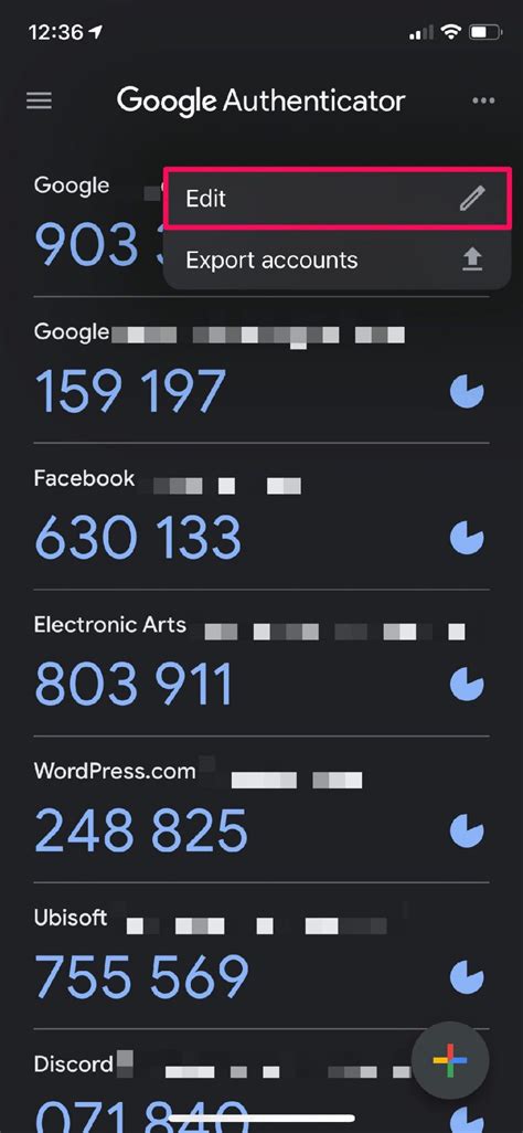 remove account in google authenticator