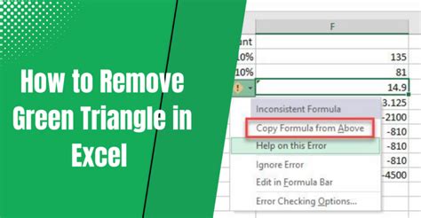Remove All Green Triangles Excel