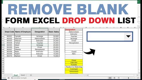Remove Blanks In Excel Drop Down List
