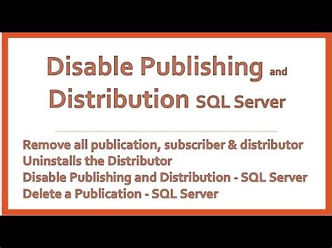 Remove Distributor Sql Server