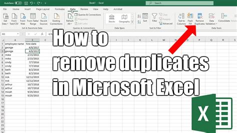 Remove Duplicates In Excel Youtube
