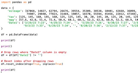 remove empty row in dataframe python