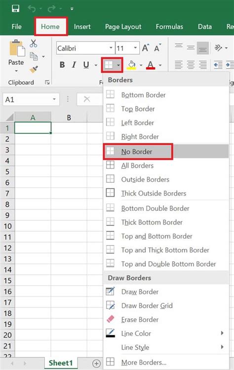 Remove Excel Border Lines