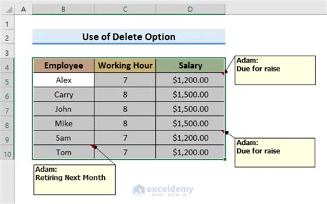 Remove Excel Note