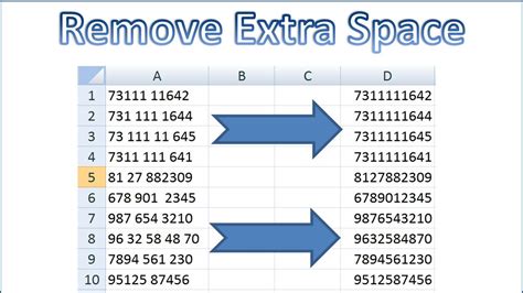 Remove Extra Space After Number Excel