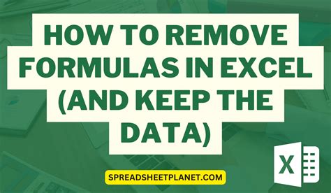 Remove Formulas Excel Keep Data