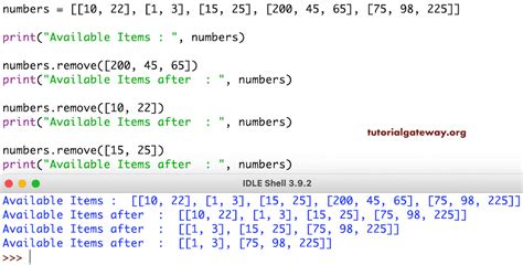 remove function of list in python