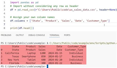 remove header of dataframe python