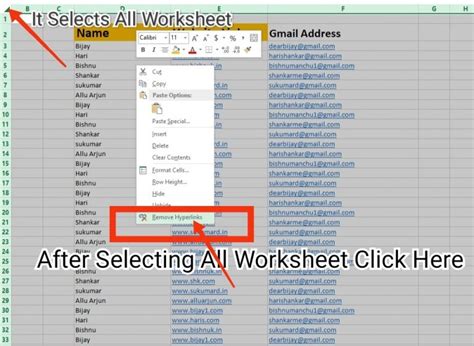 remove hyperlink in excel 2007 multiple cells