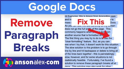 remove paragraph breaks in google docs