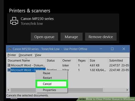Remove Printer Documents From Queue